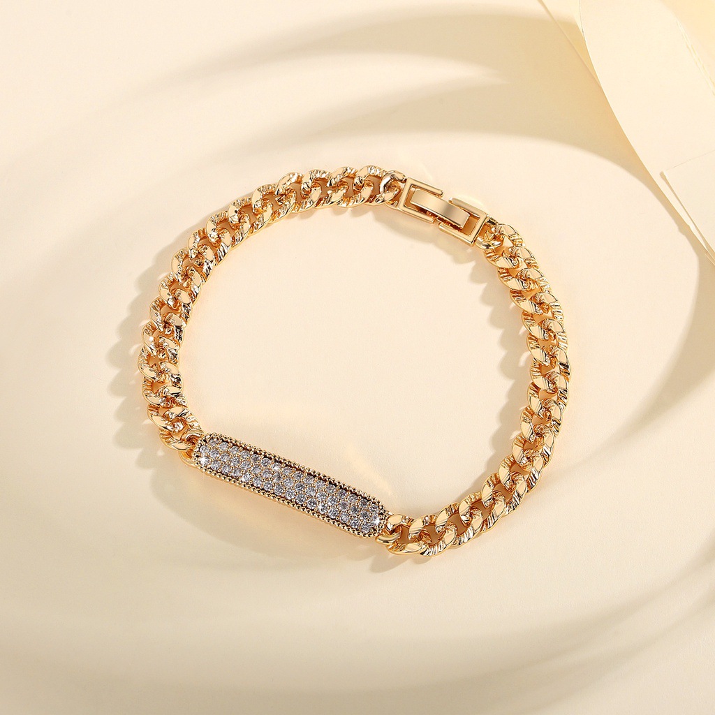 Cuban chain cirkónia karkötő női divatékszer elegáns stílus_voghion.com