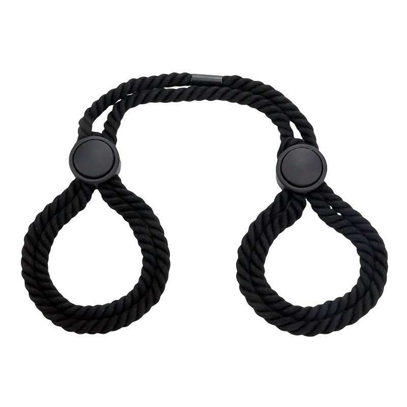 Adjustable Cotton Rope Handcuffs for Adults, Black Bondage Restraint Accessory — detail image 11