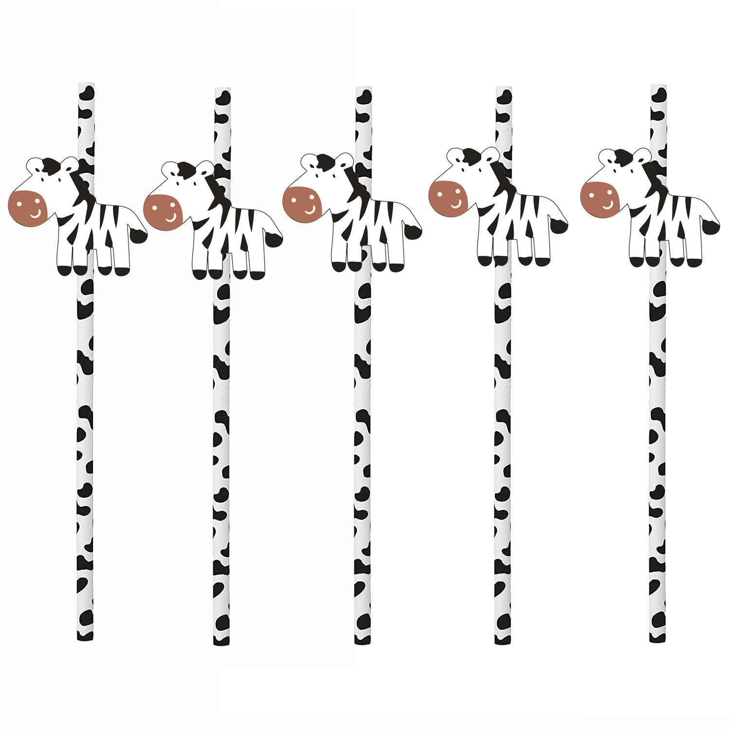 Fiesta transfronteriza decoración creativa paja vaca cebra animal papel paja desechable degradable bebida Decoración