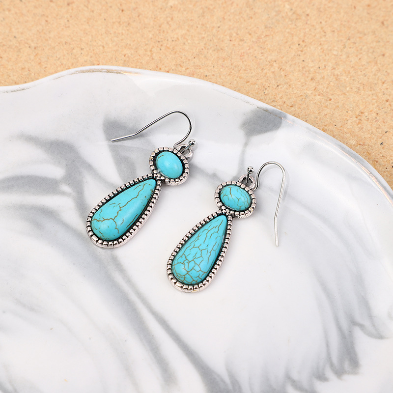 Statement Ohrringe Mit Türkis In Antik-silber Für Damen_voghion.com