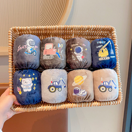  Autumn/Winter Kids' Unisex Anti-Oil Sleeves with Cartoon Excavator, Crane, and Astronaut Designs, High Elasticity