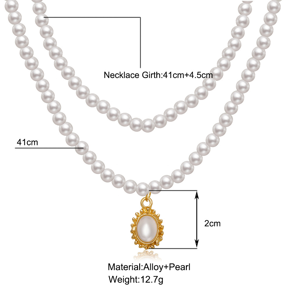 New Retro Baroque Pearl Pendant Clavicle Chain Creative Pearl Necklace Wholesale display picture 1