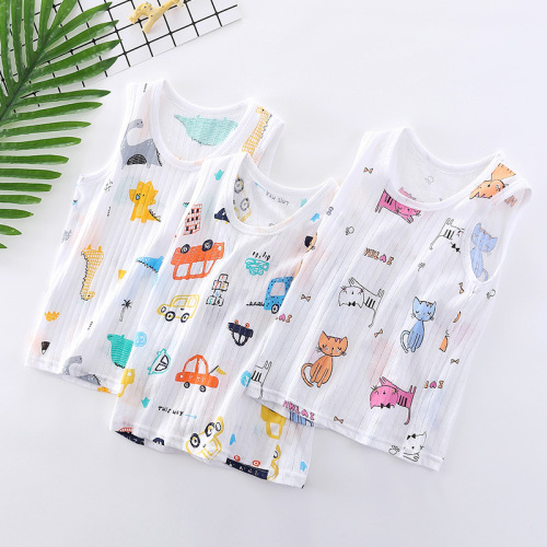 Children's vest summer pure cotton thin section for boys and girls baby breathable bottoming belly protection baby sleeveless vest wholesale