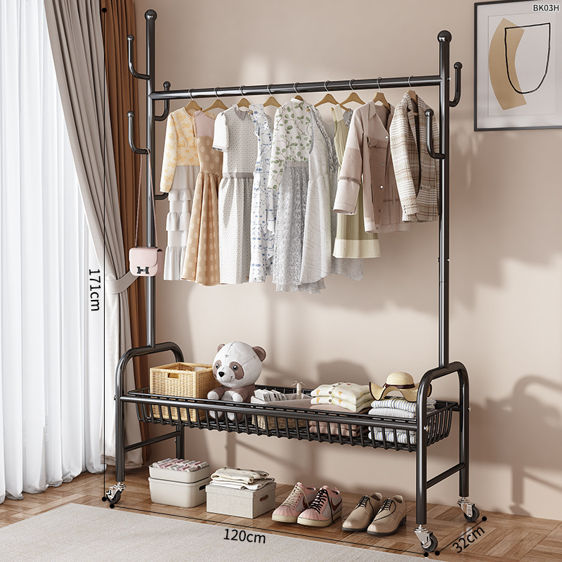 Percha de secado piso dormitorio balcón doméstico colgar ropa percha de sombrero plegable simple interior móvil barra de secado de ropa