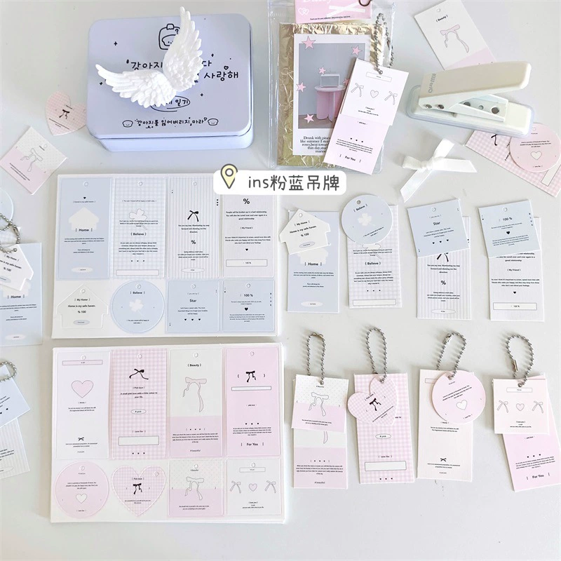 Оригинальные бирки из карточек подвески Аксессуары упаковочные украшения простой стиль практичный INS розовая голубая серия карточная подвеска DIY