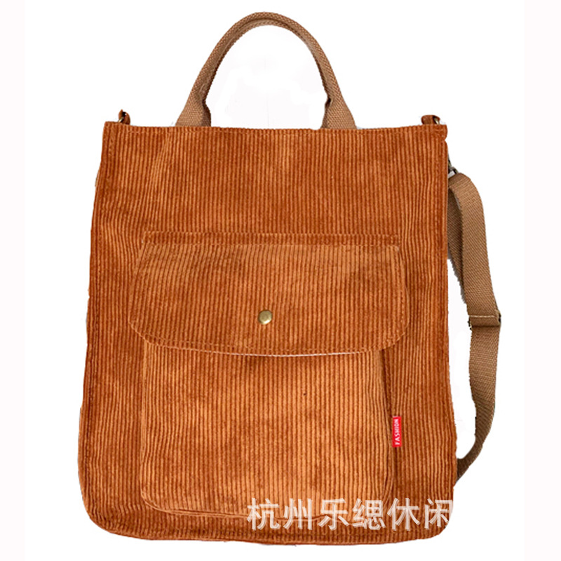 Transfronterizo nueva bolsa de mensajero de pana mujer Corea del Sur estudiante bolsa de lona de gran capacidad artística simple bolso de lona