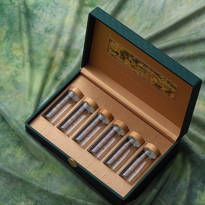 茶叶包装精美皮质礼盒太平猴魁内置6玻璃罐礼盒包装空盒