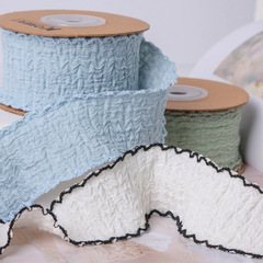 Borded pleated fabric ribbon DIY bow hair accessory floral gift wrapping clothing hat collar accessory