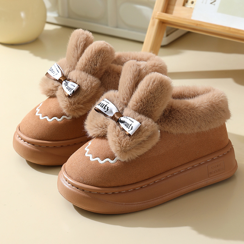 thumbnail image 1 of Botas de nieve de invierno para mujer, ropa exterior, bolsa cálida de terciopelo, zapatos de algodón con tacón, botas de algodón de conejo de peluche con suela gruesa para interior, novedad de inviern, 1 of 5