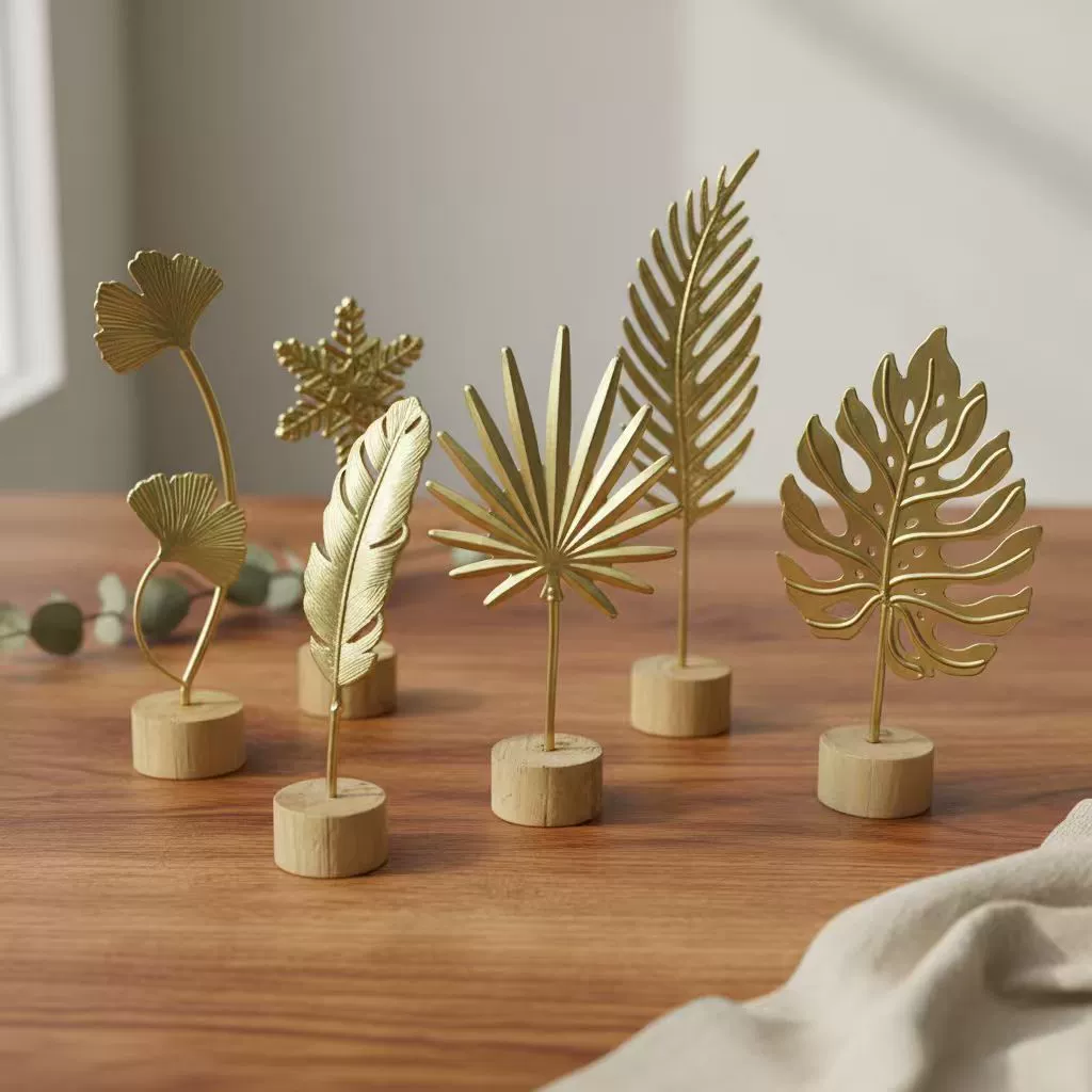 Скандинавские железные украшения в виде листьев гинкго, креативные украшения для дома, гостиной, входа, винного шкафа, доступные роскошные поделки из металла