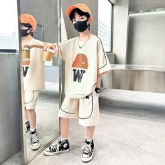 女童夏季撞色條紋短袖T恤套裝中大童時髦洋氣兒童薄款透氣夏裝潮