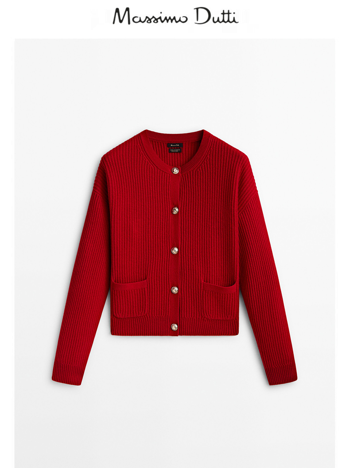Demi-season red woolen sweater