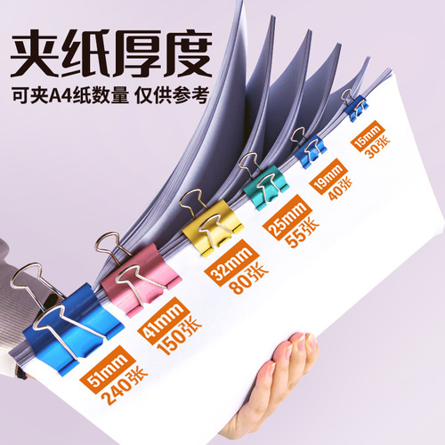 Factory direct sales Haowenke binder clip wholesale national standard color metal bill clip binder clip barrel bill clip