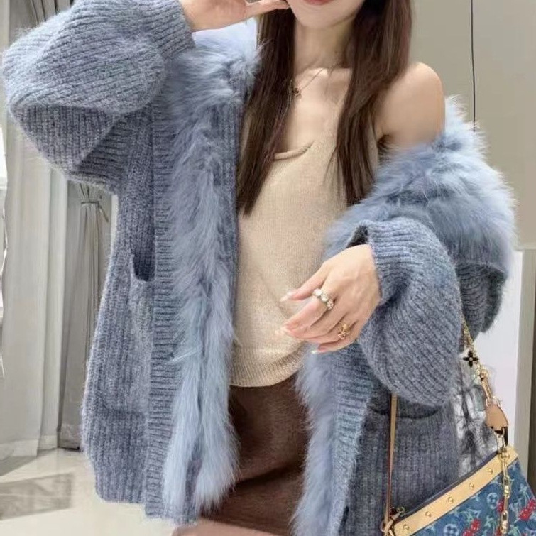 毛衣新款高级慵懒针织衫长袖风连帽宽松秋冬外套上衣开衫针织适中|undefined