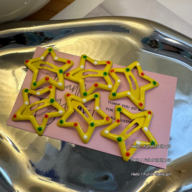 Colorido estrella flequillo de horquilla rota clip de pico de pato linda chica bb clip accesorios para el cabello clip lateral de la cabeza trasera de las mujeres