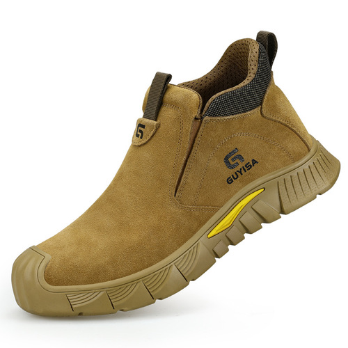 Labor protection shoes, anti-smash and anti-puncture safety shoes, mid-cut welder anti-scalding, anti-spark anti-suede wear-resistant work protective shoes