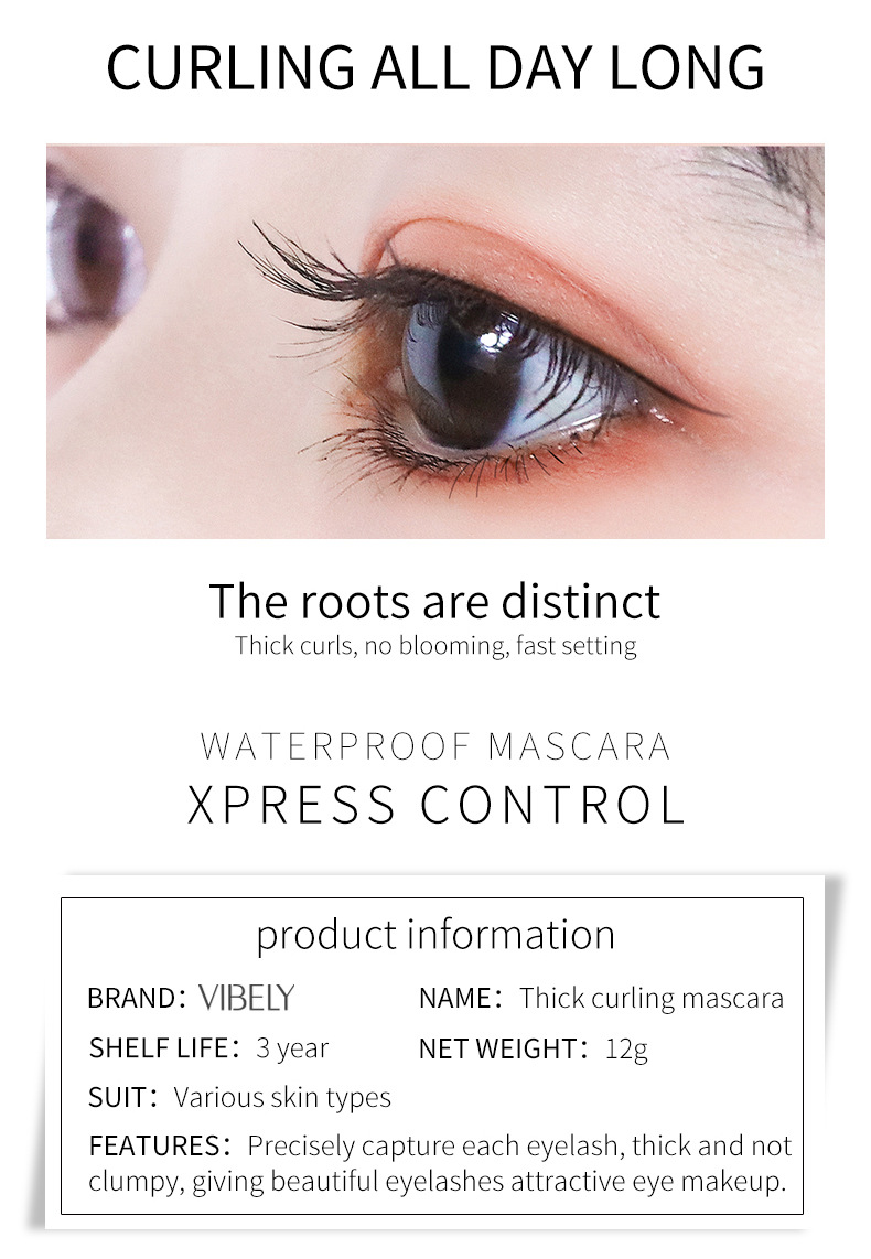 vibely Thick and Long Cross-border Hair Cream, Waterproof, sweat-proof, non-smudging, curling, Big eyes and eyelashes, wholesale for export Item Picture