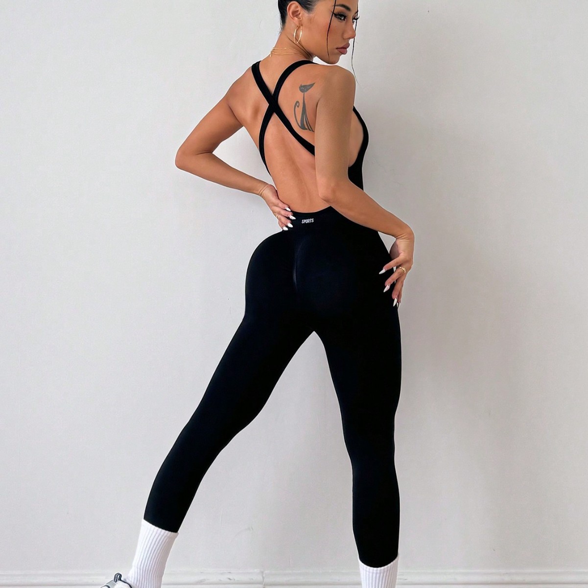 Crossover Shoulder Strap Trousers Yoga Suit Fitness Wear Threaded Bodysuit Seamless Sports Quick-drying Yoga Bodysuit