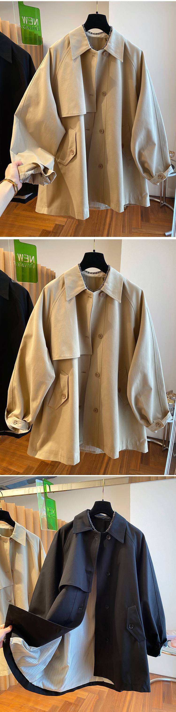 ng2510292 Spring New High-end Mid-length Long-sleeve Trench Coat Women's Loose Casual Korean-style Stylish Workwear Cardigan_ecoleips.com