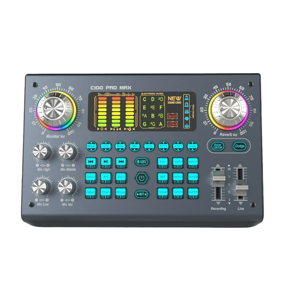 C100 tarjeta de sonido transmisión en vivo juego completo karaoke Bluetooth al aire libre teléfono móvil grabación profesional canto transmisión en vivo