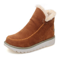 雪地靴新款冬季大码平跟厚底短靴套脚保暖低筒棉靴亚马逊大码女靴
