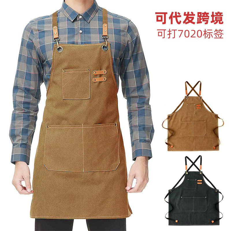 Canvas Apron Literary Fashion Cross Lace Apron Cleaning Home Men and Women Floral Manicure and Eyelashes Work Apron