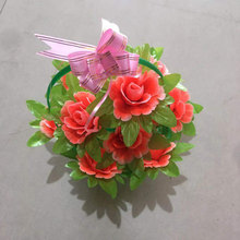 清明塑料小花篮祭祀花篮扫墓花篮上坟花篮玫瑰花手提花篮