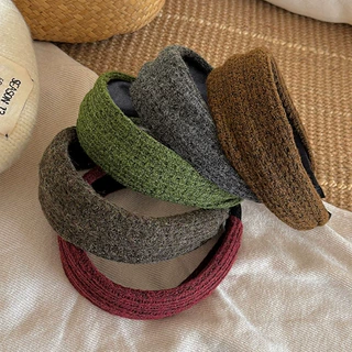 韩系毛线针织宽边发箍女高级感百搭洗脸压发头箍气质高颅顶发饰秋