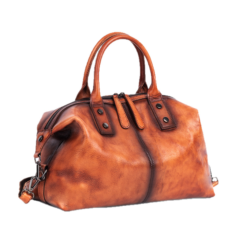 2025 New European And American Retro Women's Handbag Top Grain Cowhide Leather Shoulder Bag Crossbody Bag Large Capacity - Thumbnail 5