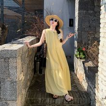 法式茶歇设计感海边度假无袖连衣裙女夏季慵懒风宽松显瘦气质长裙