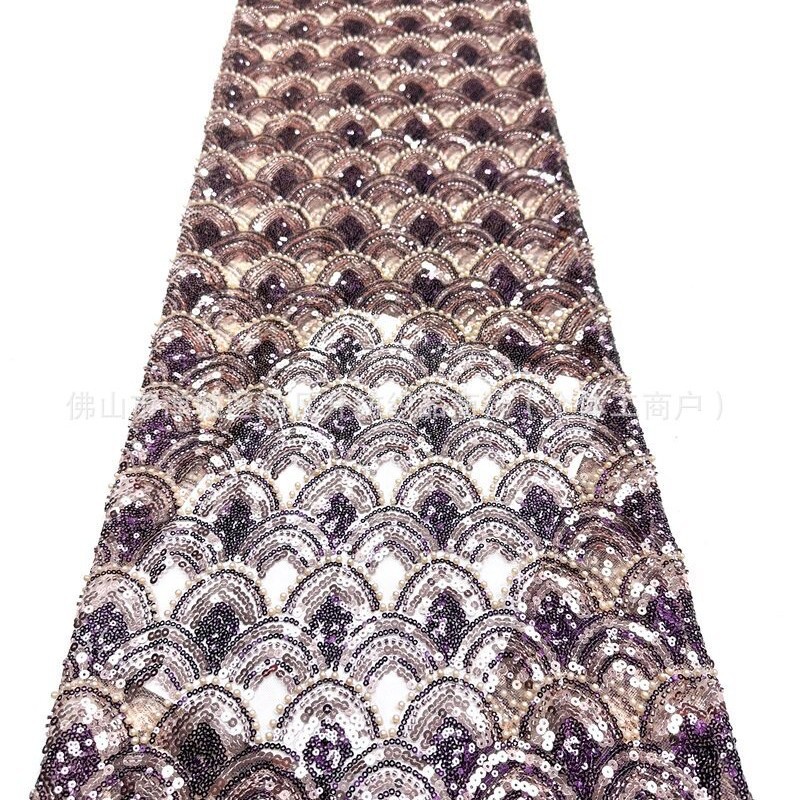 Fabricantes de escamas de pescado nueva tela de encaje de cuentas Gao Ding vestido de fiesta de baile de moda tela image 4