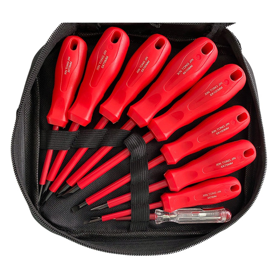 Destornillador aislado traje electricista destornillador herramienta de combinación de reparación fuerte destornillador cruzado magnético fábrica al por mayor