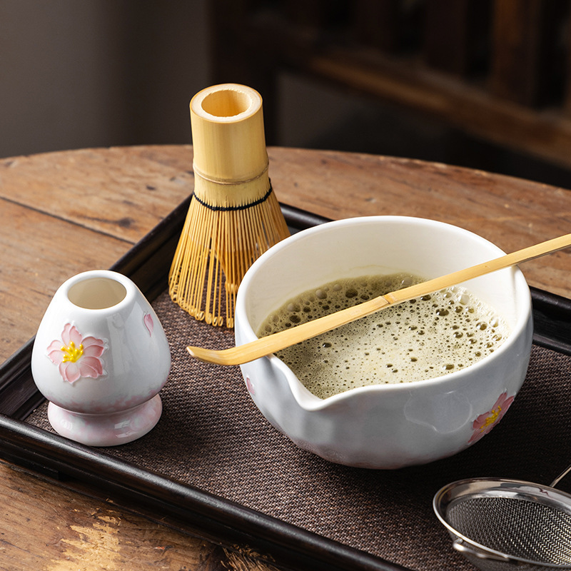 Japanese matcha bowl樱花抹茶碗打抹茶工具点茶碗套装点茶搅拌器|undefined