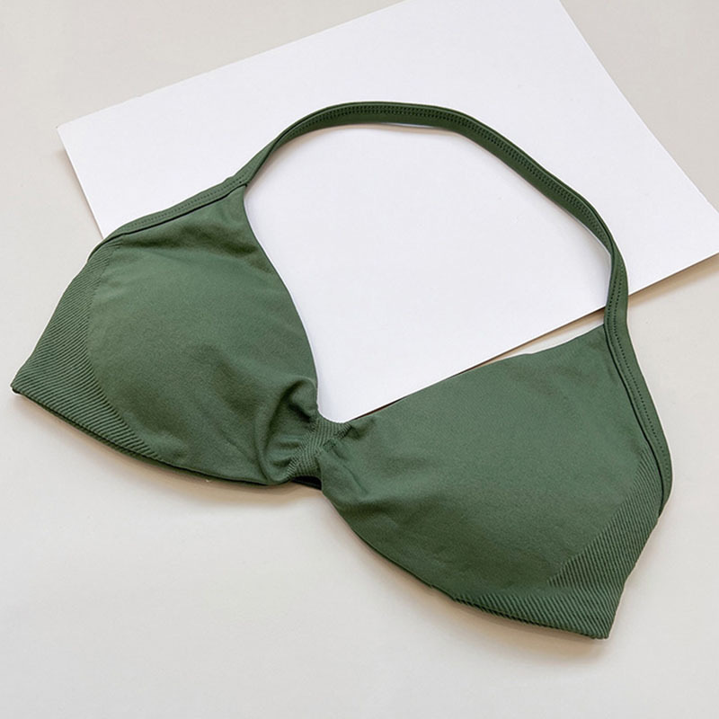 Hot Amazon nylon elástico cuello colgante hermosa espalda pequeño sujetador de fitness sujetador de yoga sujetador deportivo mujer