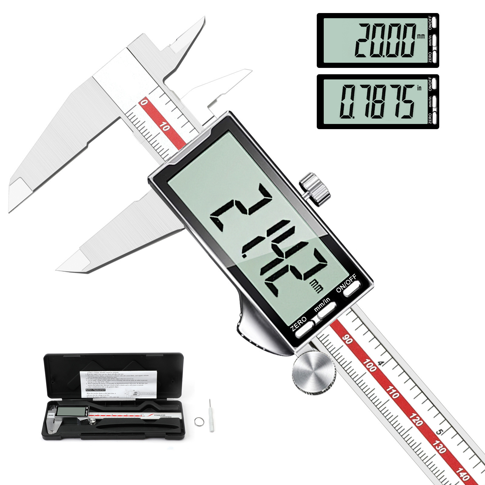全面屏电子数显游标卡尺工业级高精度0-150/200/300mm大屏不锈钢