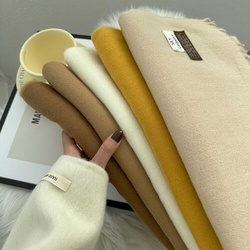 Scarf for women, solid color imitation cashmere shawl, neck scarf, warm, fashionable and trendy, versatile mid-length scarf for women with short beards wholesale