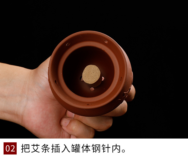 Purple Clay Moxibustion Jar Double Layer Heat Insulated Ceramic Gua Sha Cup Portable Warming Tool quality and texture