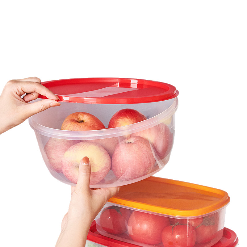 Caja de conservación fresca de arco iris cuadrada redonda transfronteriza, caja de conservación fresca sellada rectangular, refrigerador transparente para el hogar, tapa de conservación fresca al por mayor