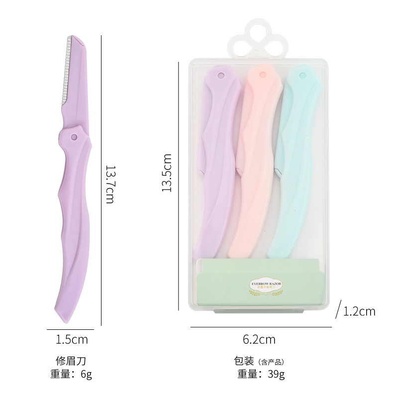 Raspador de Cejas de Acero Inoxidable para Principiantes, Cortador Plegable, Herramienta de Belleza Femenina