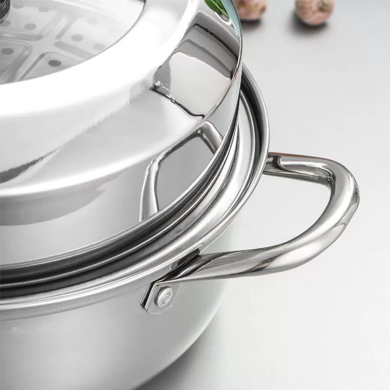 Double -layer steamer Household stainless steel 28cm Korean soup pot electromagnetic stove gas furnace can be used to deepen and thicken hot pot