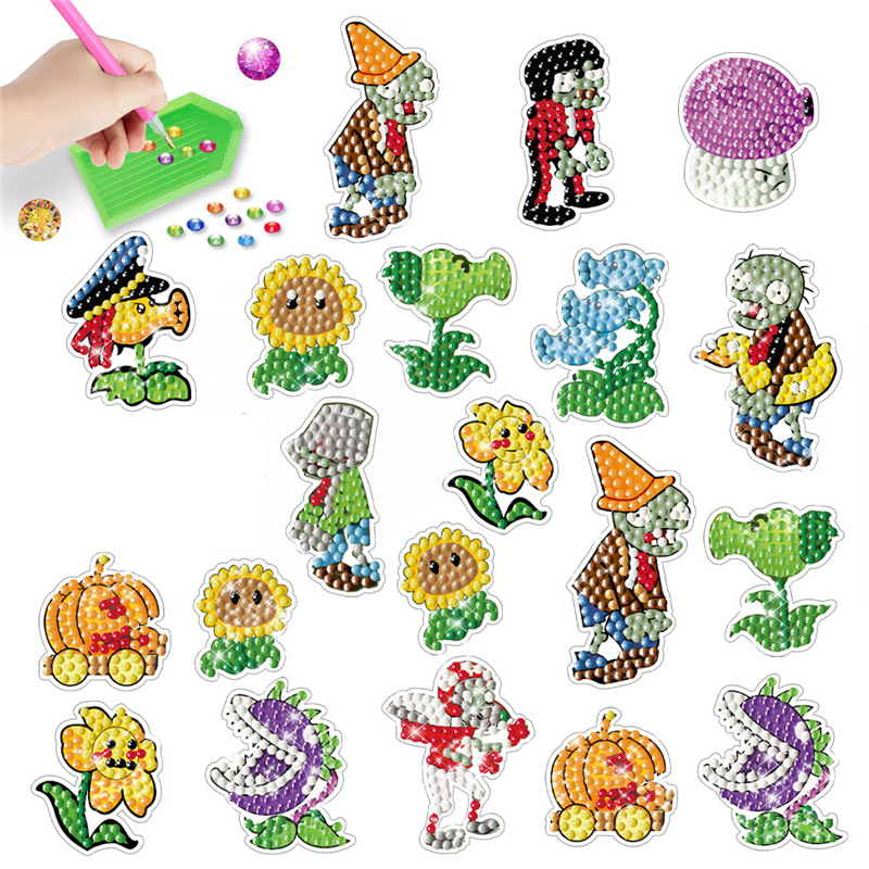 DIY diamante pintura pegatinas gratis pegatinas de pared pegatinas hechas a mano de los niños dibujos animados papel decoración diamante redondo fábrica venta directa al por mayor