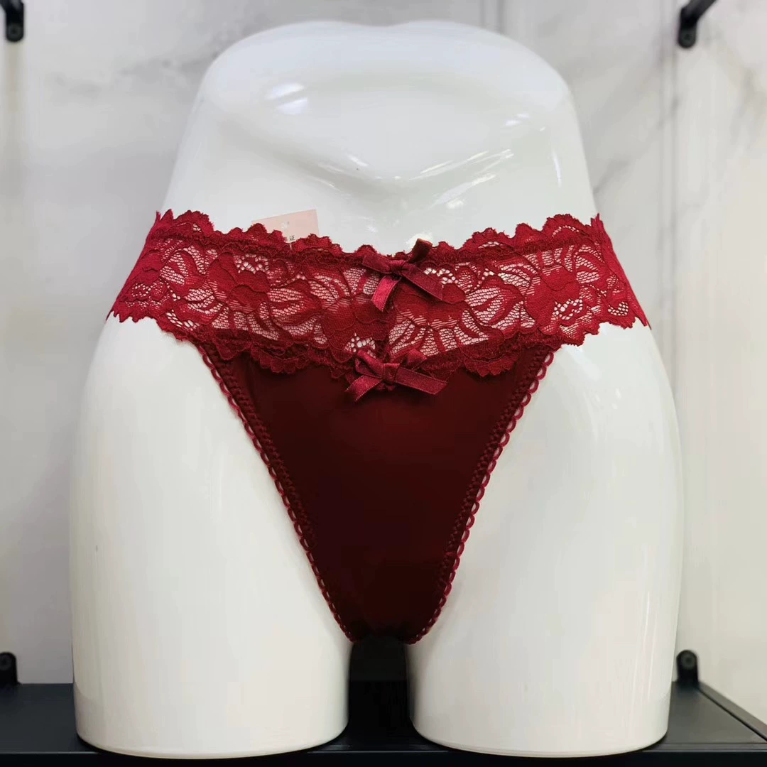 Sexy silk lace thong underwear, European style, in Black, White, Red, Green, Fuchsia