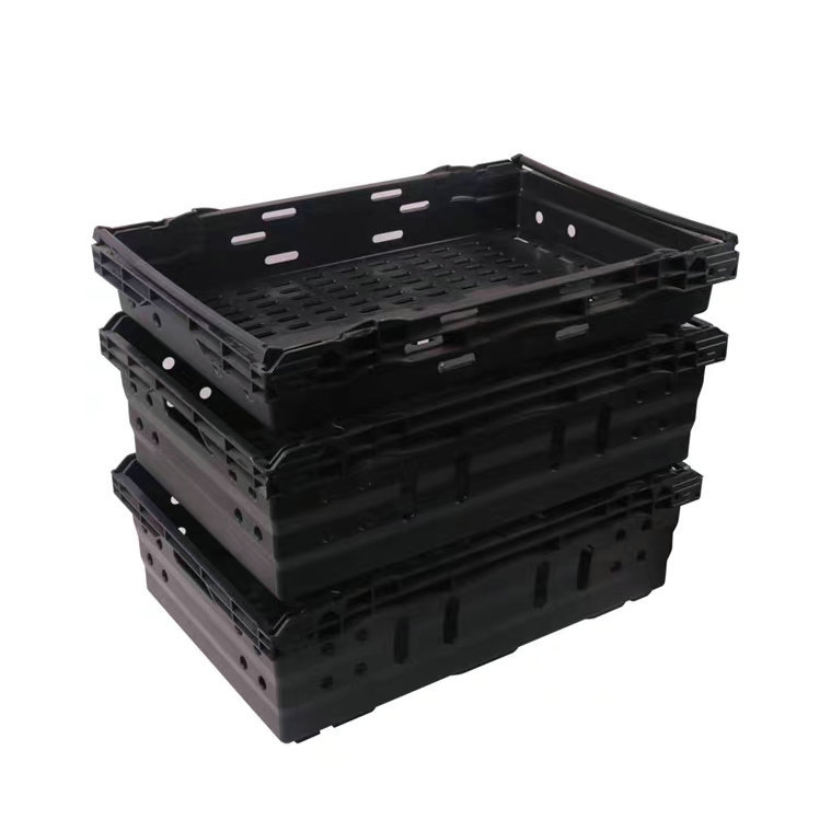 水果店堆头收纳篮 陈列塑料筐货架生鲜套叠箩 超市蔬菜储物框