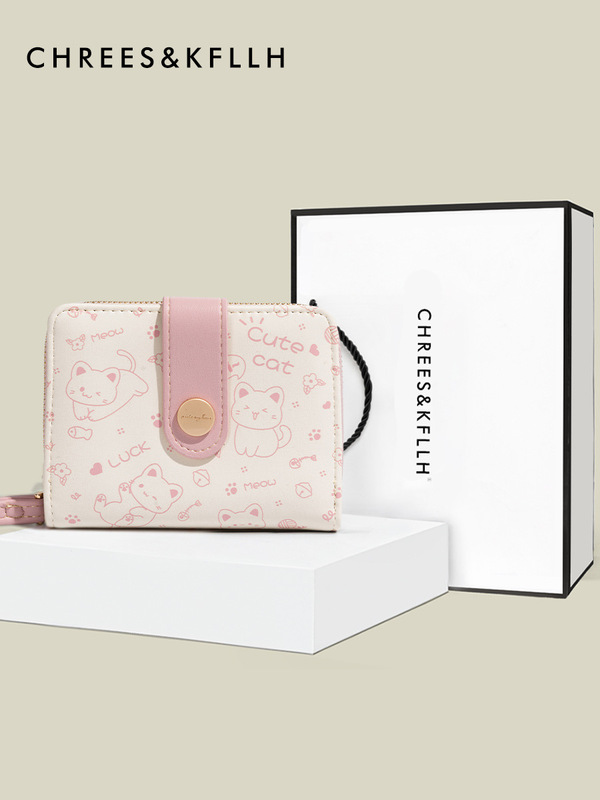 Japanese Cute Cartoon One-Piece Coin Purse New Korean Style Folding Buckle Short Card Holder for Women