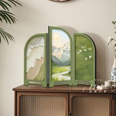 中古風のデスクトップの置物の客間の創意的な小さい屏風の装飾画は玄関のサイドキャビネットのレストランのテレビの棚の置物に入ります。