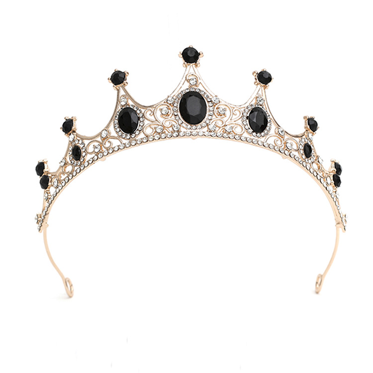 Online Rojo Negro Barroco corona tocado novia estilo coreano 18 años de edad, mujer adulta Ceremonia de cumpleaños princesa Corona al por mayor