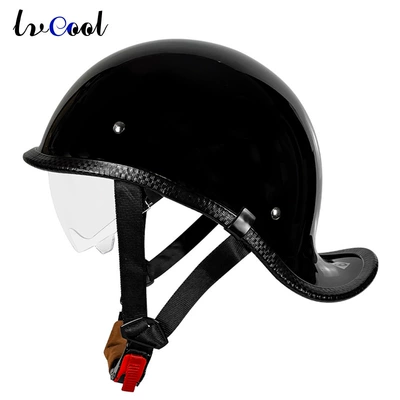 electric motorcycle helmet lightweight, Motosiklet kaskı (dəbilqə) - 006-bright-black-with-lens-m