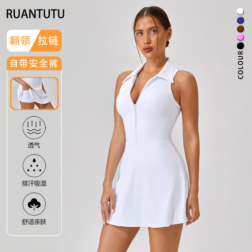 Vestido deportivo de cintura alta apretado para mujeres correr golf tenis transpirable yoga jumping tenis vestido rápido seco