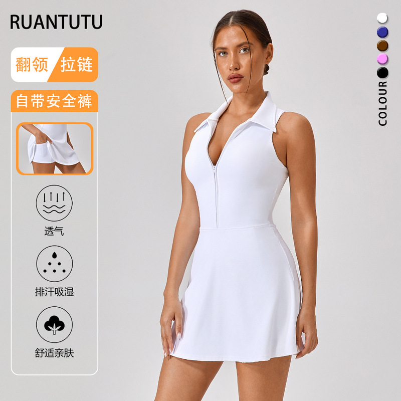 Tight-Fitting High-Waisted Sports Dress for Women Running Golf Tennis Breathable Yoga One-Piece Dress Tennis Quick-Drying Dress