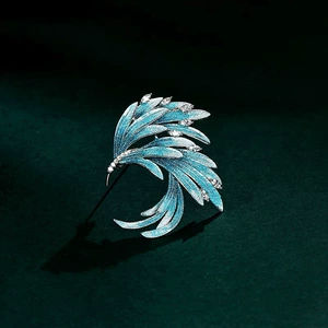 Enamel Phoenix Tail Brooch, Accessible Luxury and High-End Corsage Pin, Silk Scarf Buckle, Clothing Accessories, Clothing Accessories, Ins Jewelry